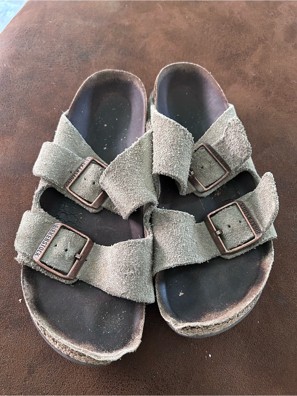 Birkenstock Women's Suede Two-Strap Sandals in Olive